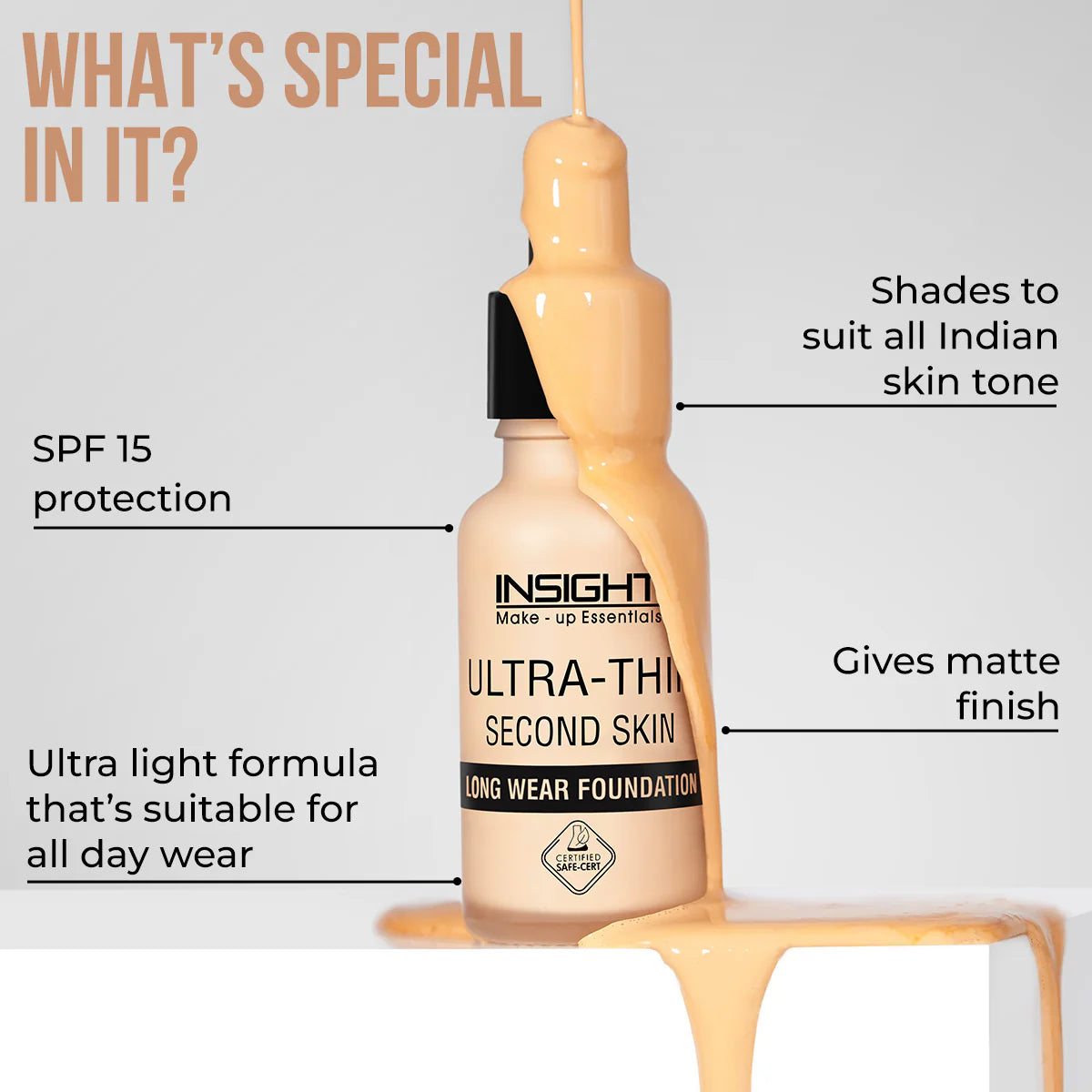 Insight Cosmetics Ultra-Thin Second Skin Long Wear Foundation, 20ml