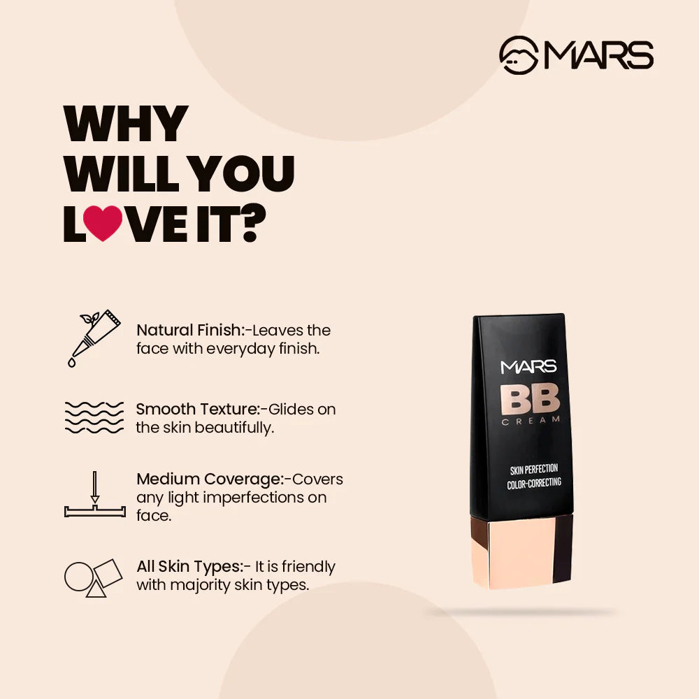MARS Lightweight BB Cream Foundation, 30ml