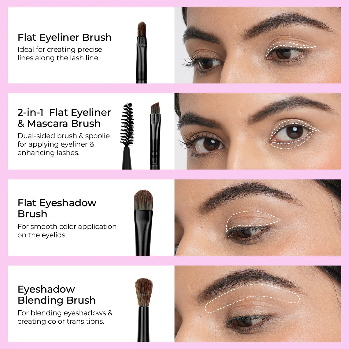 Insight Cosmetics Face & Eyes Perfection Brush Set, 6 Pcs