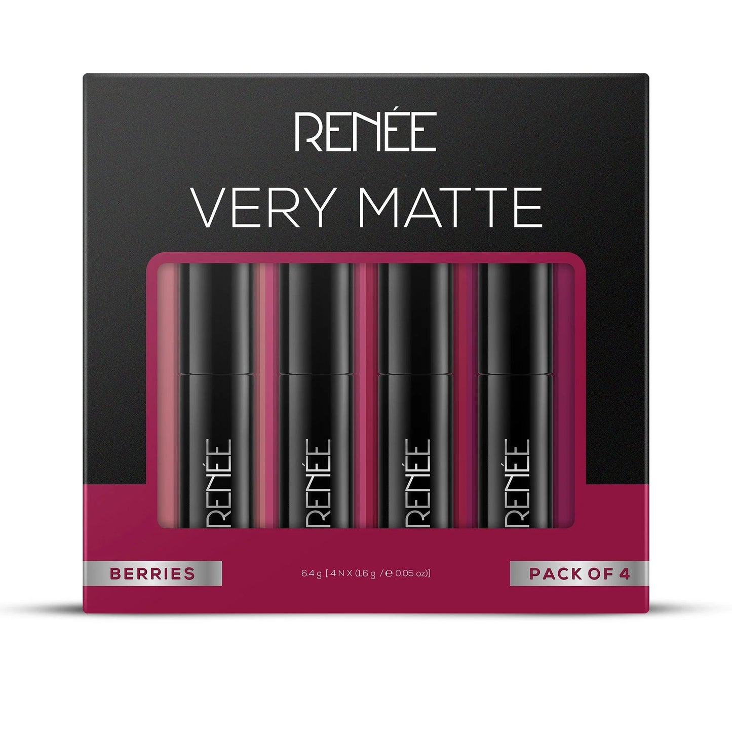 RENEE Very Matte Lipsticks - Long Lasting Weightless Velvety Formula, Pack of 4, 6.4g