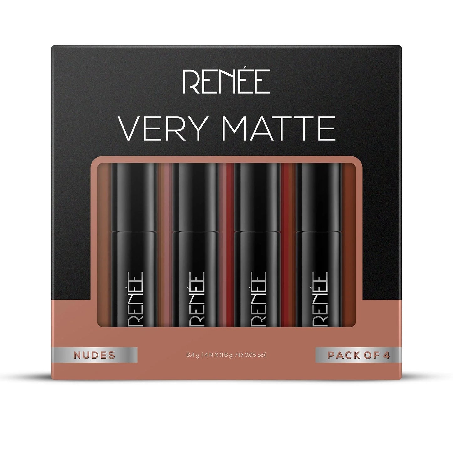 RENEE Very Matte Lipsticks - Long Lasting Weightless Velvety Formula, Pack of 4, 6.4g