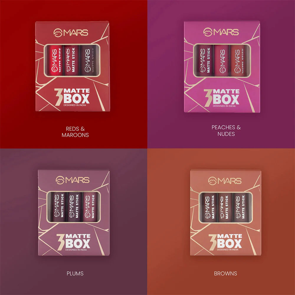 MARS Matte Lipsticks Box Set of 3, 3x3.2 gm