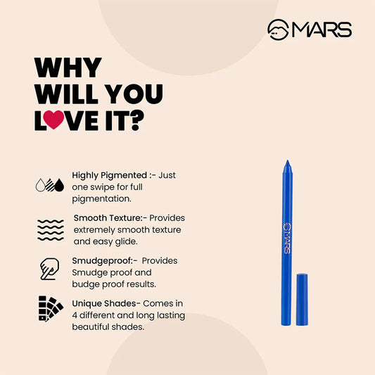 MARS Smooth Glide Kajal | Won't Smudge Won't Budge, 1.4g