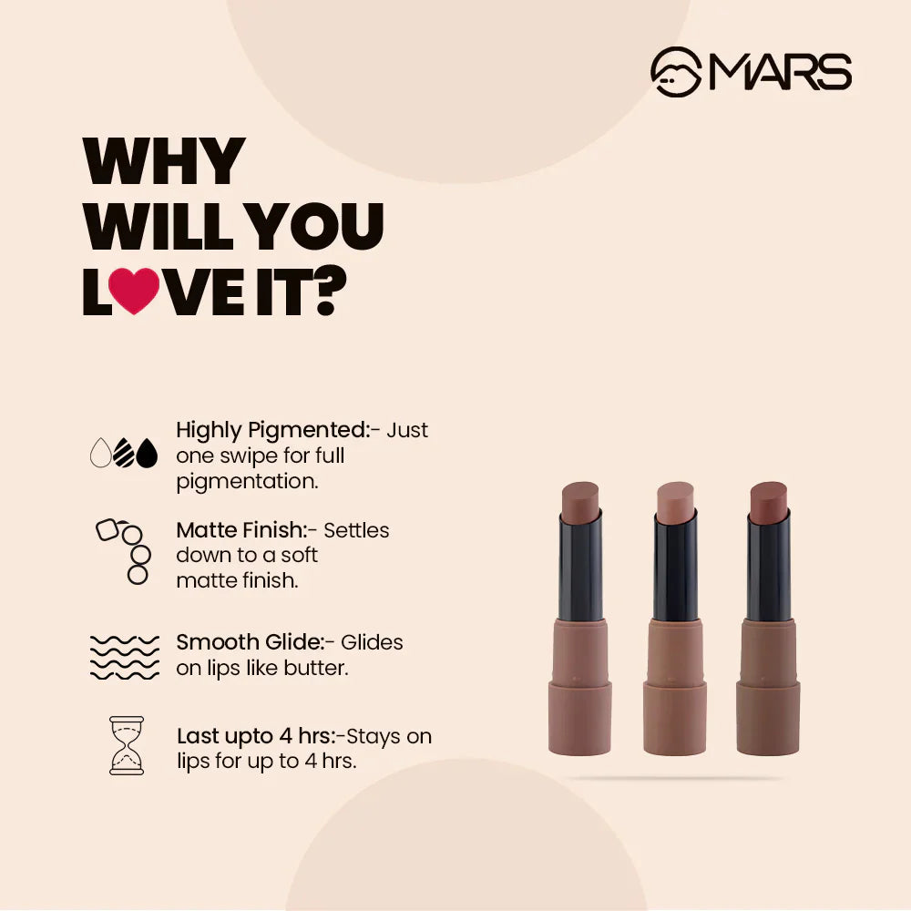MARS Matte Lipsticks Box Set of 3, 3x3.2 gm