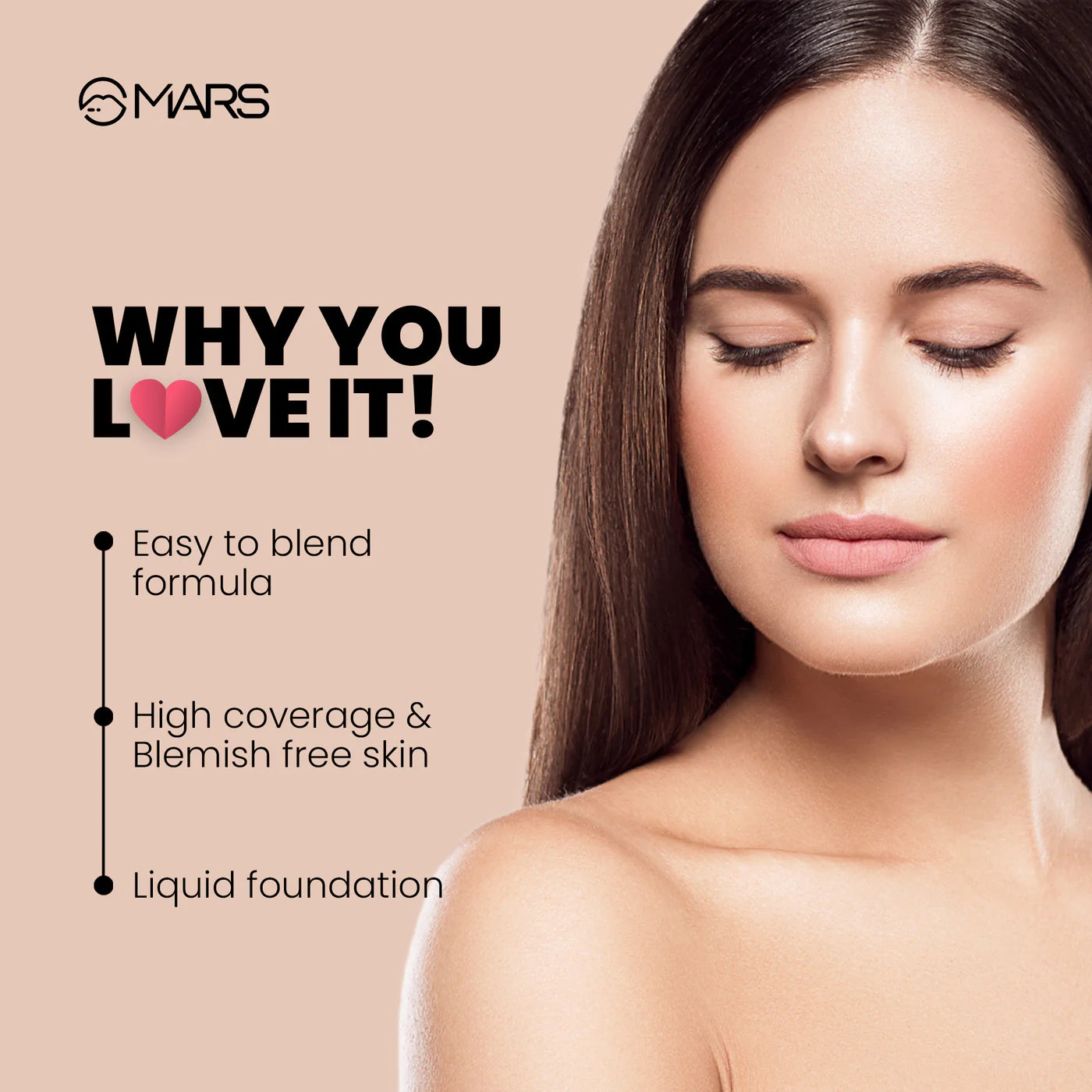 MARS High Coverage Liquid Foundation, 40ml