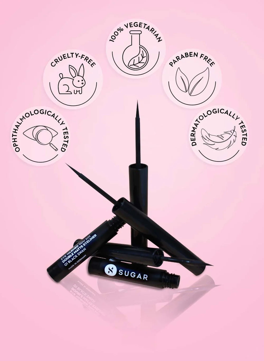 SUGAR Eye Warned You So! Double Matte Eyeliner, 01 BLACK SWAN, 1.7ml
