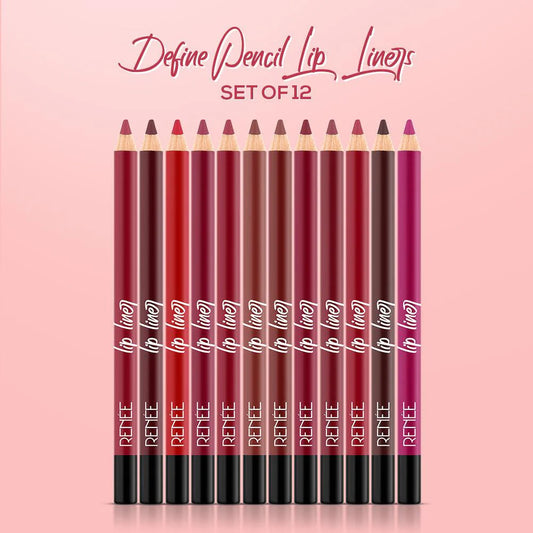 RENEE Define Matte Pencil Lip Liner, Set of 12