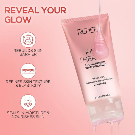 RENEE Pink Therapy Collagen Night Wrapping Face Mask, 50g