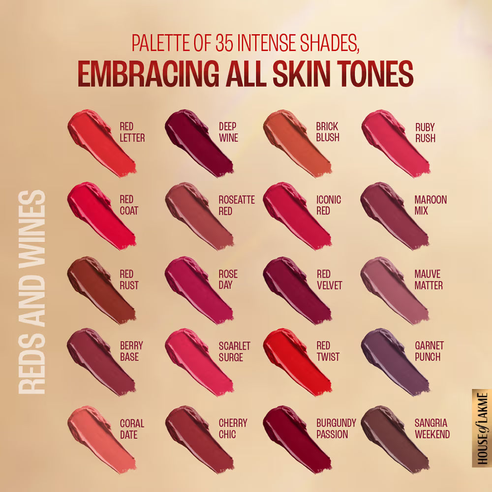 Lakmē 9to5 Powerplay Priming Matte Lipstick, 3.6g