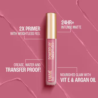 Lakmē 9to5 Powerplay Priming Matte Liquid Lip Color, 4.2ml
