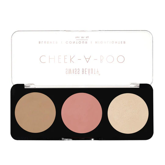 Swiss Beauty Cheek-A-Boo 3-in-1 Face Palette with Blusher , Contour and Highlighter, 8g