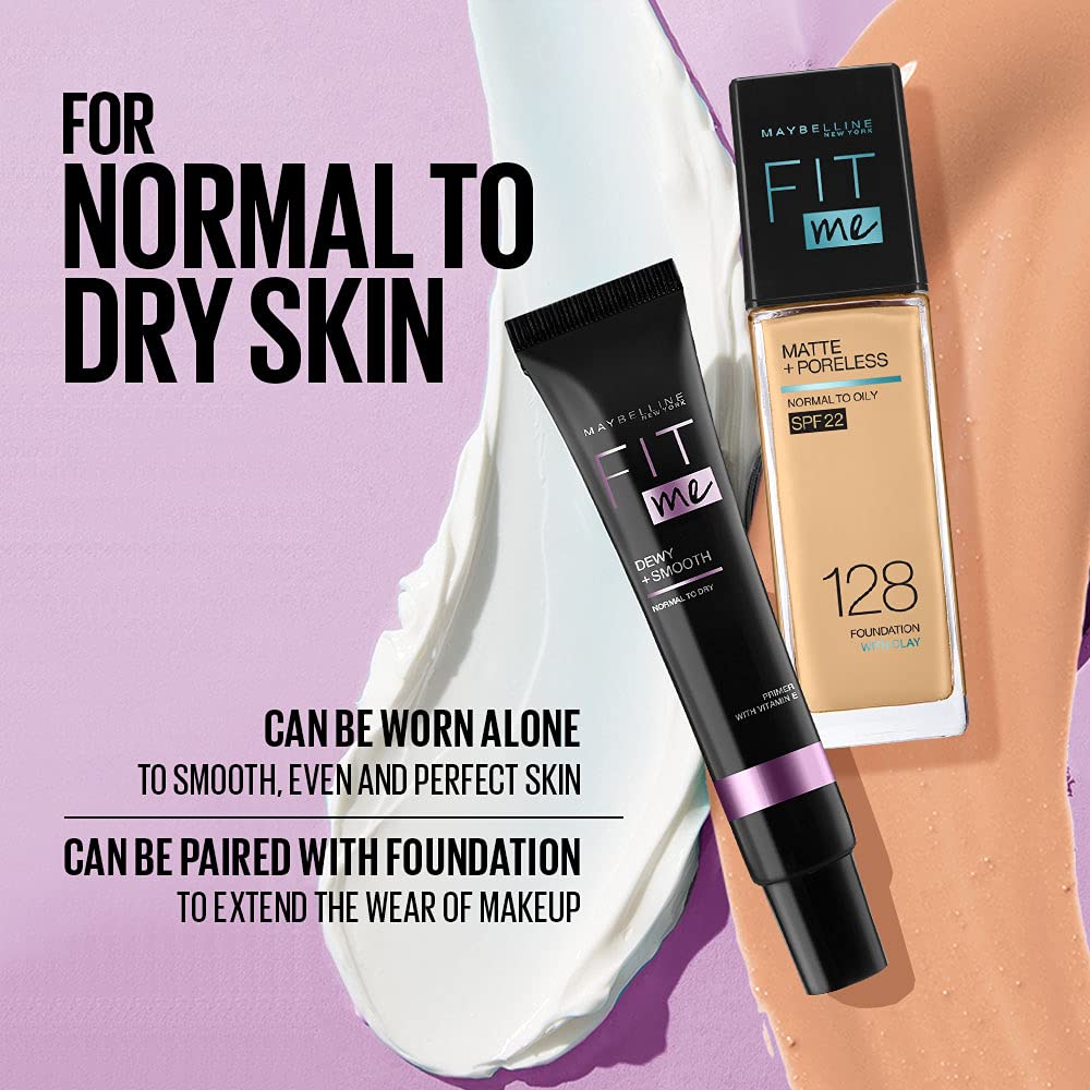 Maybelline New York Fit Me Primer Makeup, Dewy Smooth Primer, 30g