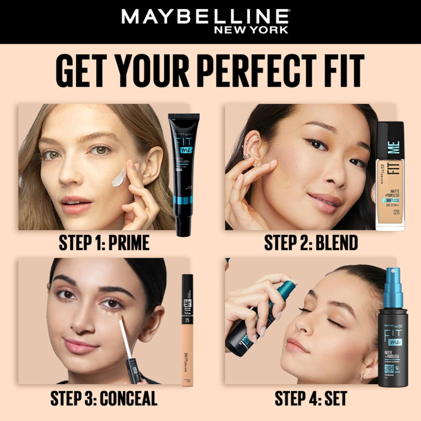 Maybelline New York Fit Me Matte+Poreless Liquid Foundation, 30ml