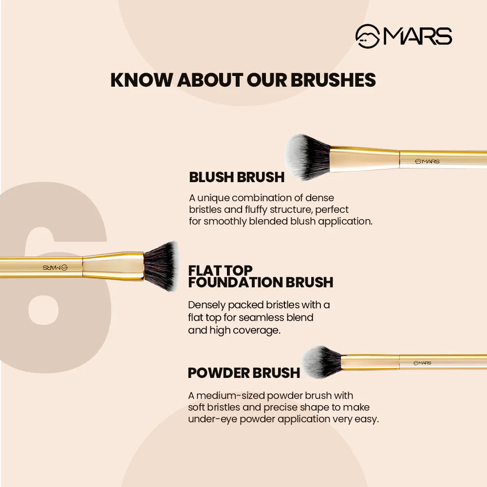 Mars Artist's Arsenal Makeup Brush Set | Pack of 6, 205g