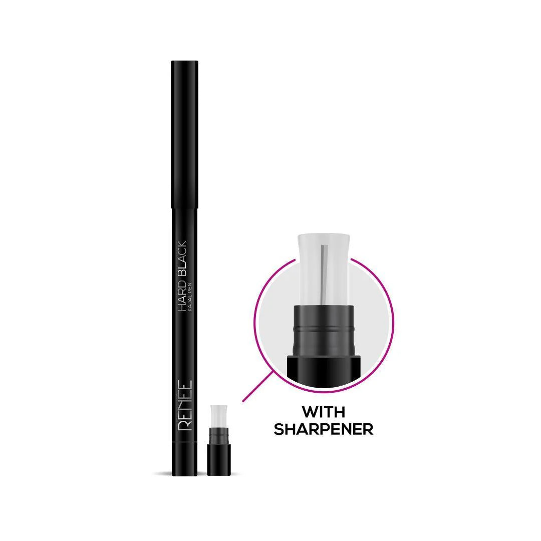 RENEE Hard Black Kajal Pen with Sharpener, 0.35gm
