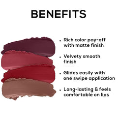 RENEE Very Matte Lipsticks - Long Lasting Weightless Velvety Formula, Pack of 4, 6.4g