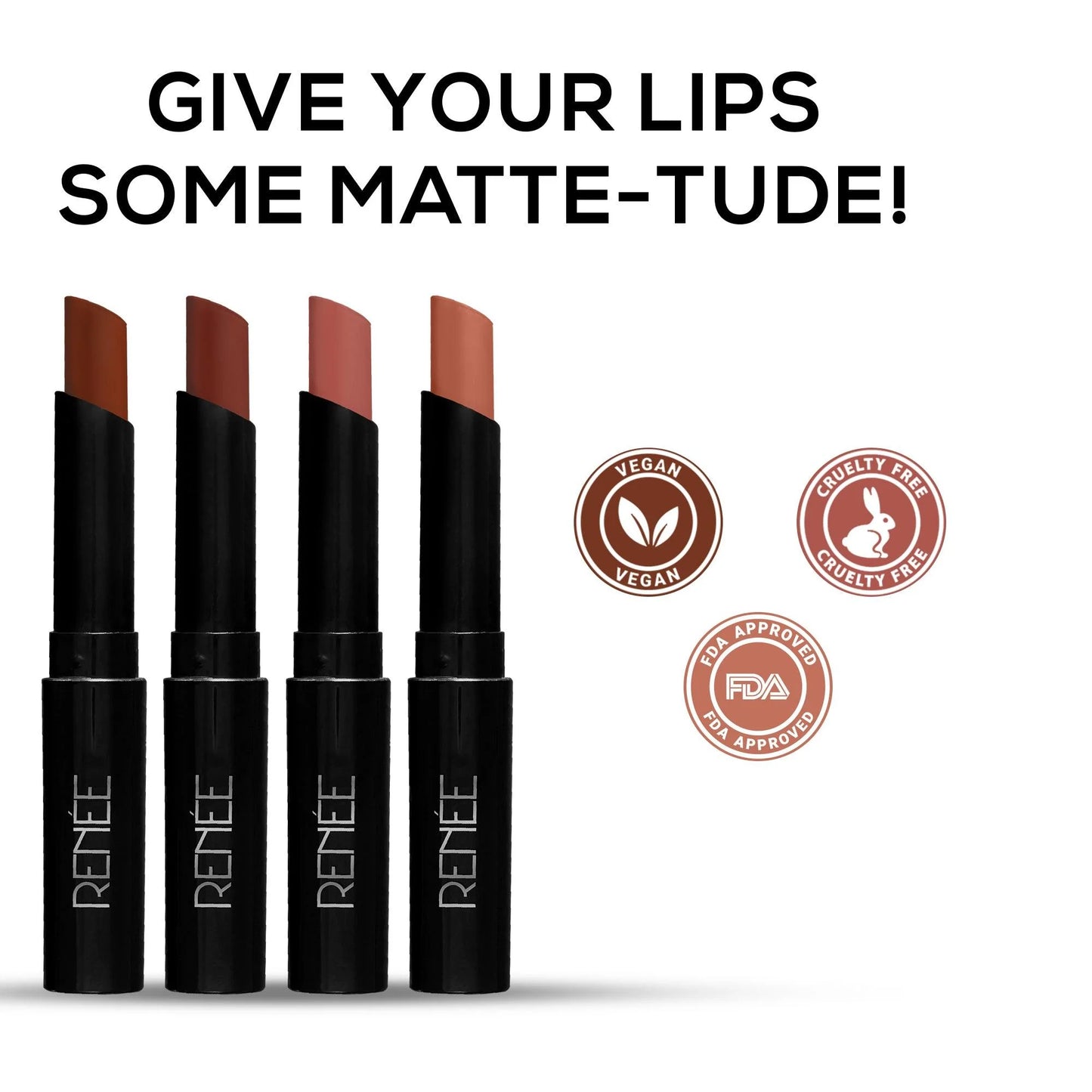 RENEE Very Matte Lipsticks - Long Lasting Weightless Velvety Formula, Pack of 4, 6.4g