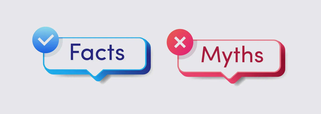 Facts vs Myths comparison graphic with blue checkmark and red cross icons