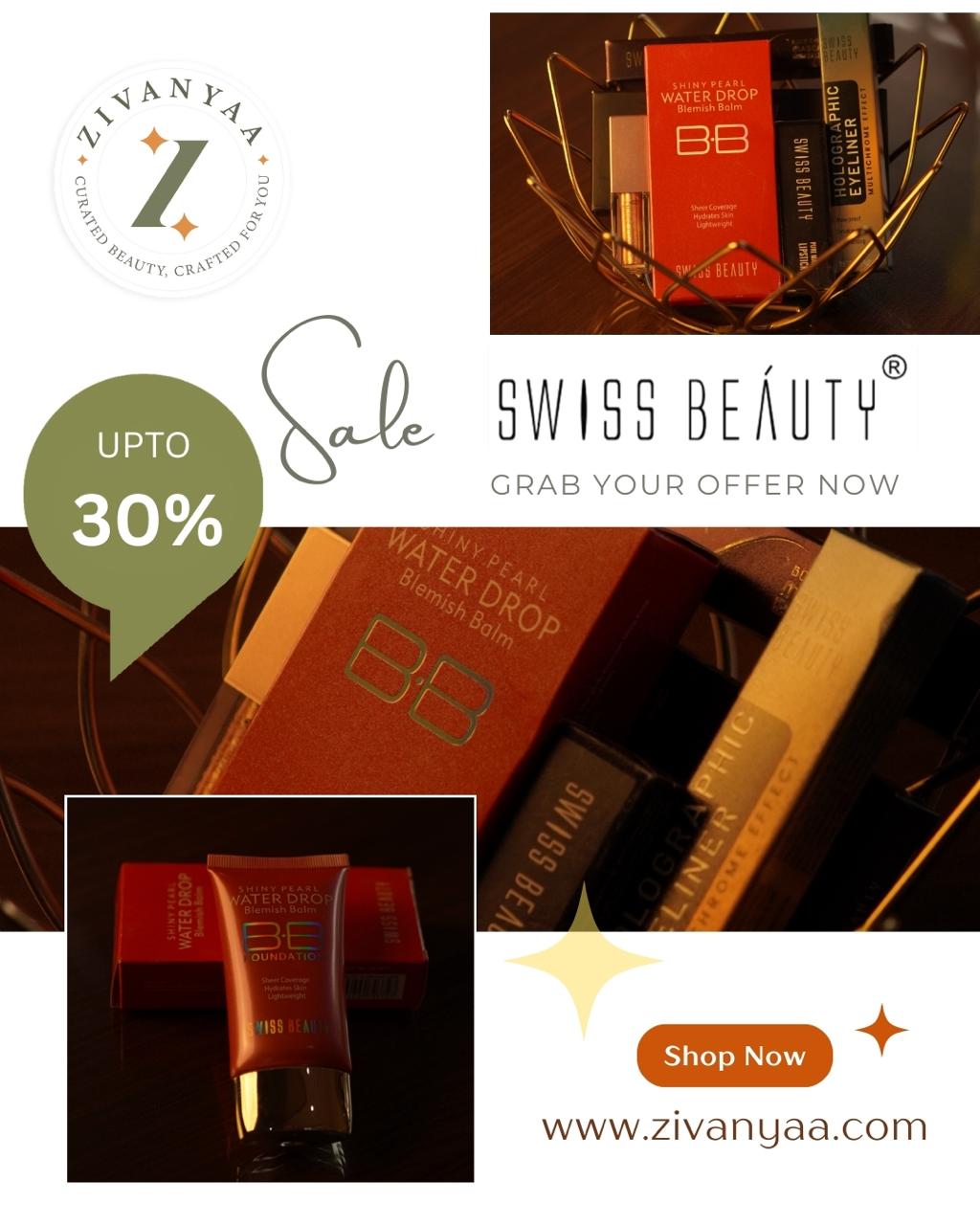 Swiss Beauty Shiny Pearl Water Drop Blemish Balm BB Foundation tube and box, hydrating lightweight coverage