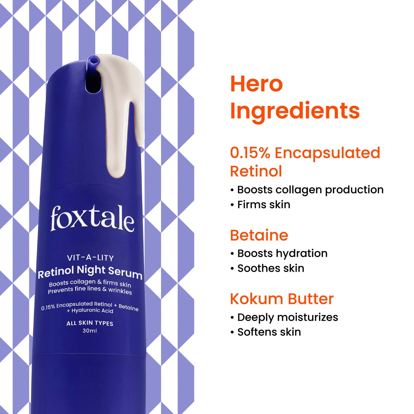 Foxtale 0.15% Retinol Night Serum, 30ml