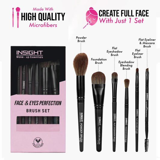 Insight Cosmetics Face & Eyes Perfection Brush Set, 6 Pcs