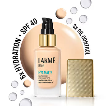 Lakmē 9to5 Hya Matte Foundation + Hyaluronic Acid, 25ml