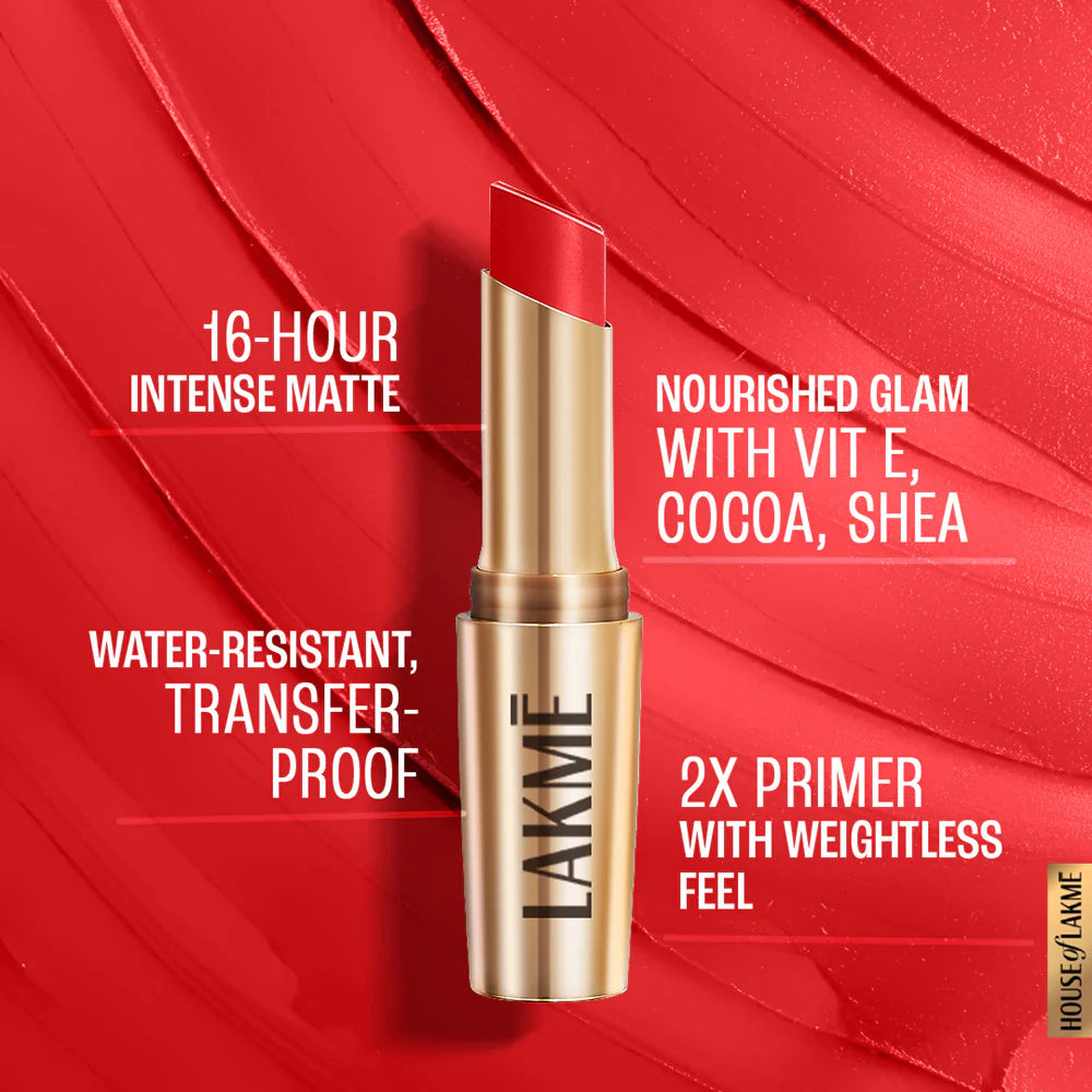 Lakmē 9to5 Powerplay Priming Matte Lipstick, 3.6g