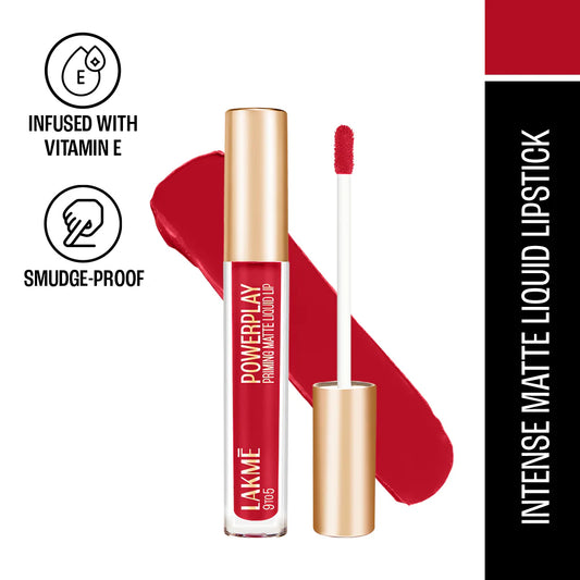 Lakmē 9to5 Powerplay Priming Matte Liquid Lip Color, 4.2ml