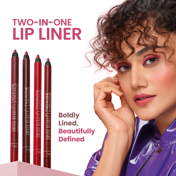 Swiss Beauty Two in One lip liner & Lip Filler, 1.6g
