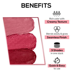 RENEE Glam Stack 3-In-1 Lip & Cheek Tint, 4.5gm