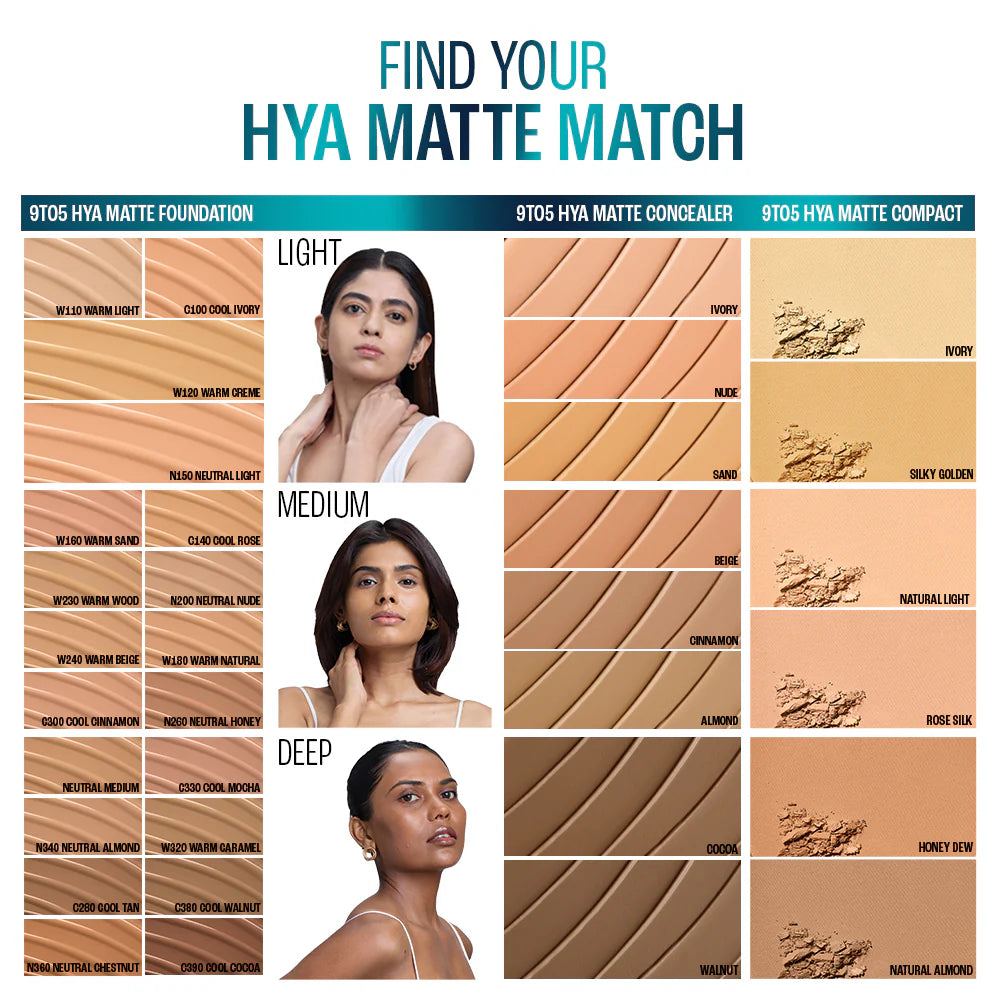 Lakmē 9to5 Hya Matte Foundation + Hyaluronic Acid, 25ml