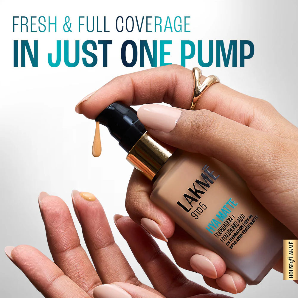 Lakmē 9to5 Hya Matte Foundation + Hyaluronic Acid, 25ml