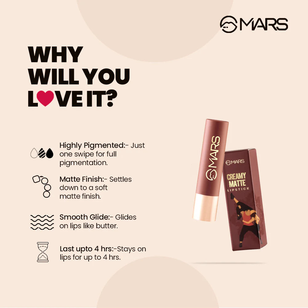 MARS Creamy Matte Lipstick, 11 aerial awe, 3.2g