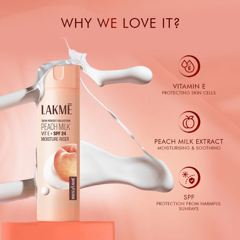 Lakmē Peach Ceramide Moisturizer with SPF 24| For Dry Skin, Normal Skin & Sensitive Skin
