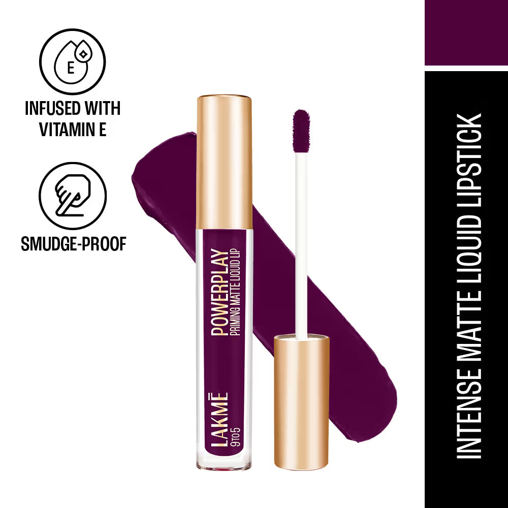 Lakmē 9to5 Powerplay Priming Matte Liquid Lip Color, 4.2ml
