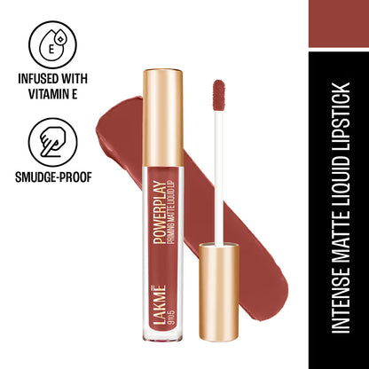 Lakmē 9to5 Powerplay Priming Matte Liquid Lip Color, 4.2ml