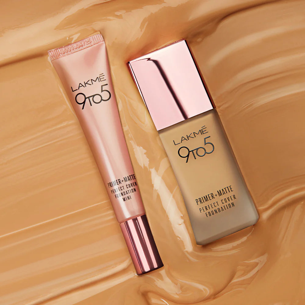 Lakmē 9 to 5 Primer + Matte Perfect Cover Foundation Mini, 15ml