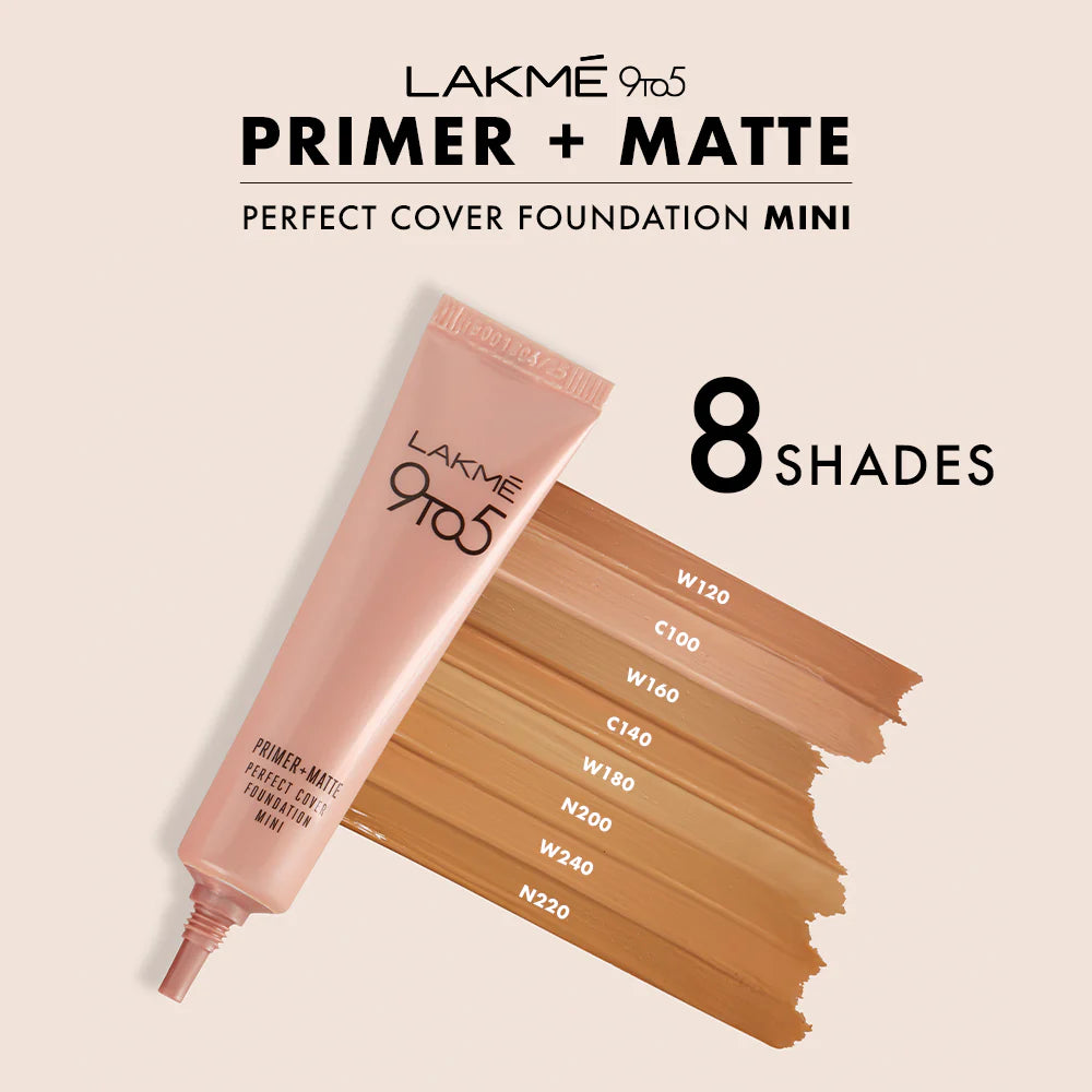 Lakmē 9 to 5 Primer + Matte Perfect Cover Foundation Mini, 15ml
