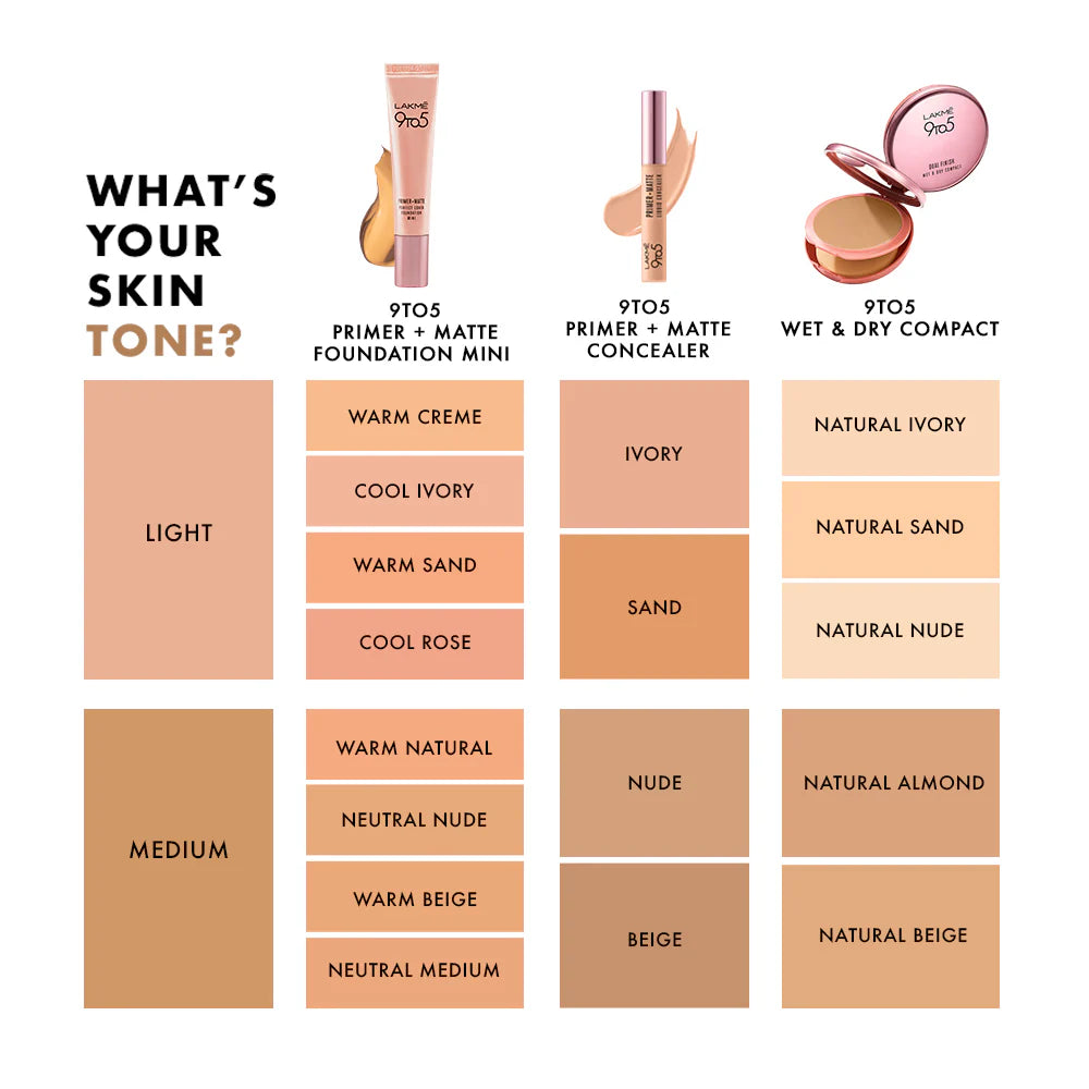 Lakmē 9 to 5 Primer + Matte Perfect Cover Foundation Mini, 15ml