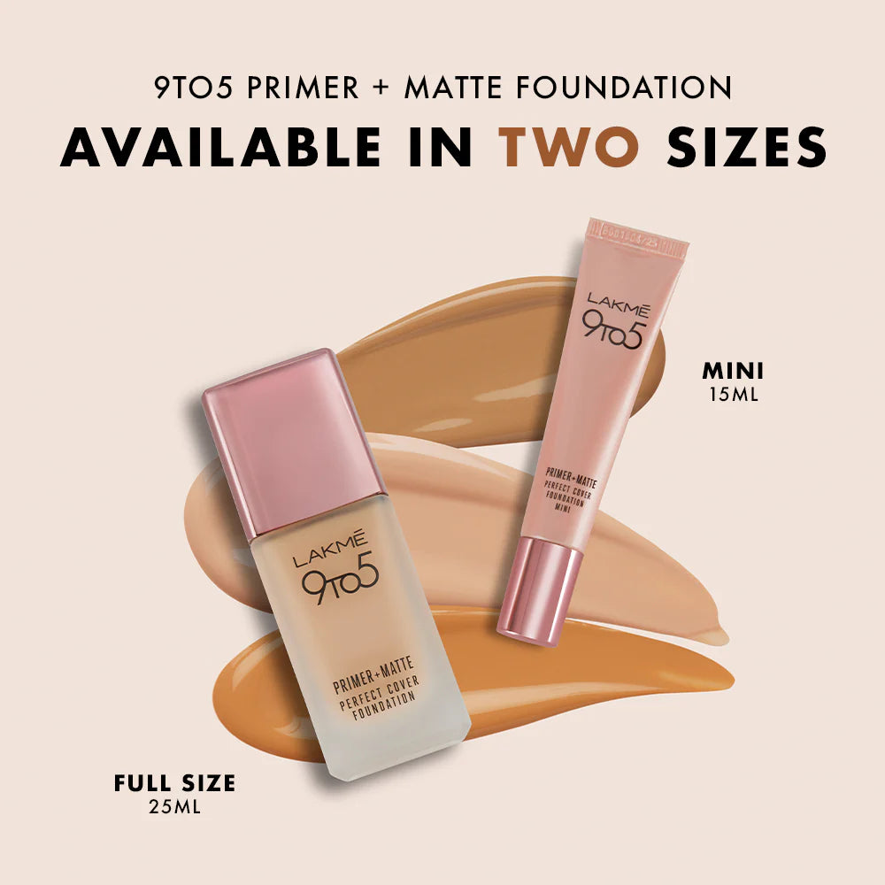 Lakmē 9 to 5 Primer + Matte Perfect Cover Foundation Mini, 15ml