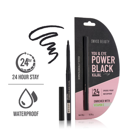 Swiss Beauty You & Eye Power Black Kajal, 0.30g