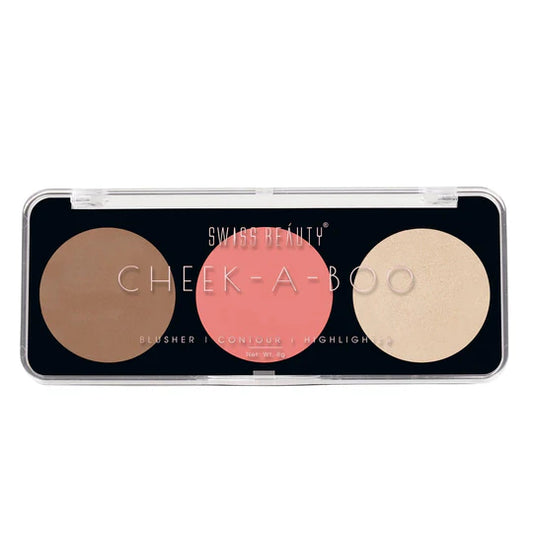 Swiss Beauty Cheek-A-Boo 3-in-1 Face Palette with Blusher , Contour and Highlighter, 8g